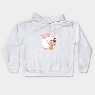 Ice Cream Cone Bunny Kids Hoodie